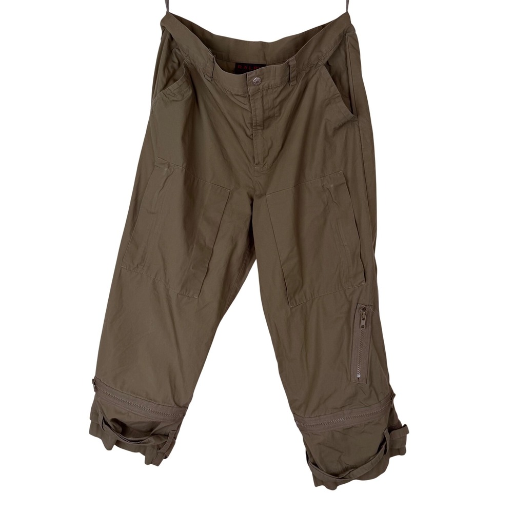 Ralph Lauren Womens Removable Leg Utility Pants Olive Cotton Poplin Size 12